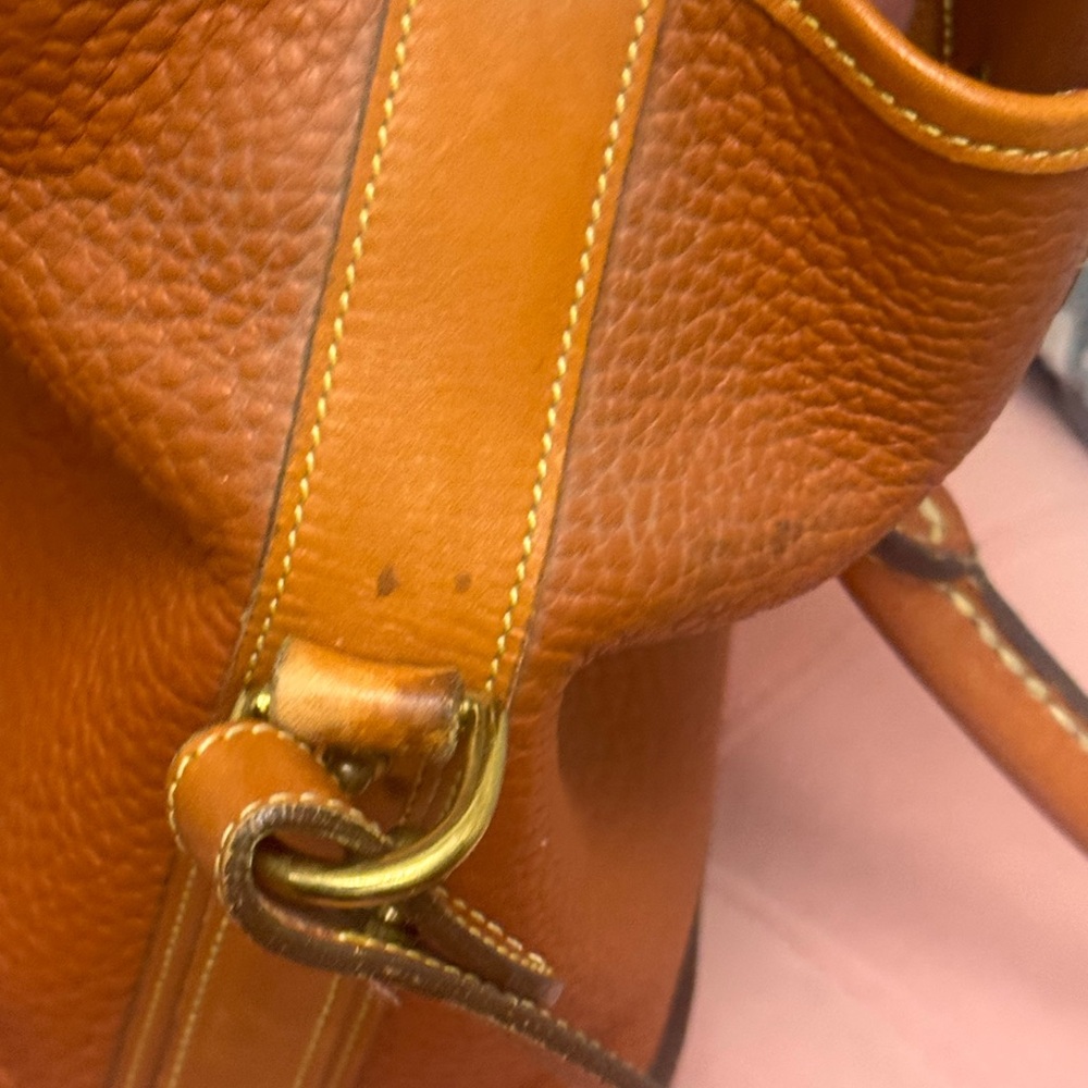 Dooney & Bourke Pebble Leather Satchel in Cognac Brown with Gold Hardware - Picture 10 of 17